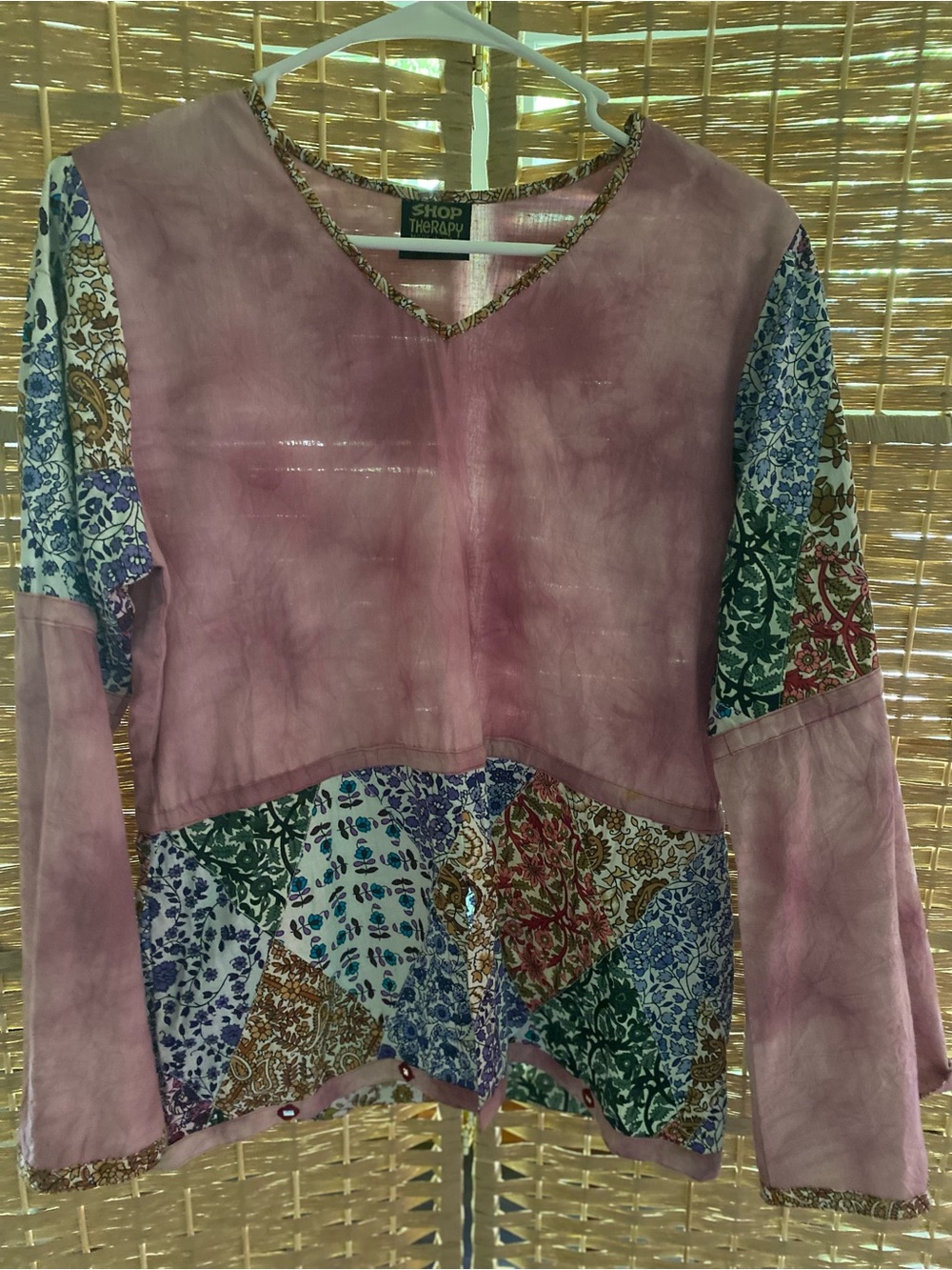 Pink Patchwork V-Neck Tunic